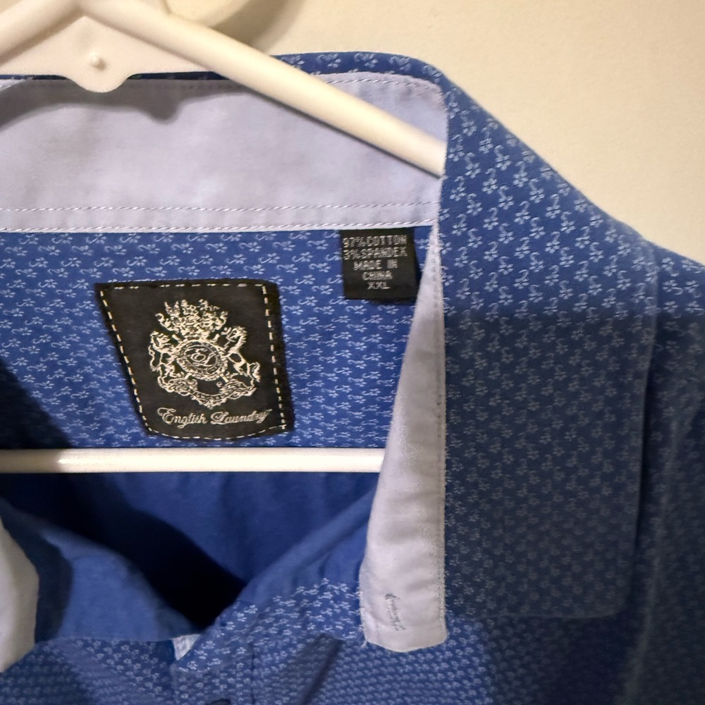 English Laundry Patterned Blue Button Down Shirt - image 2